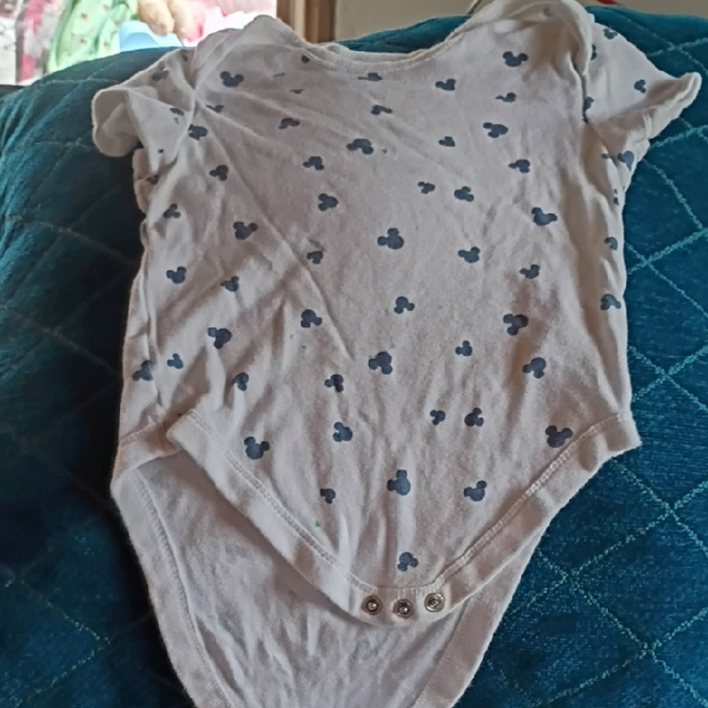 Disney White Bodysuit with Blue Mickey Pattern